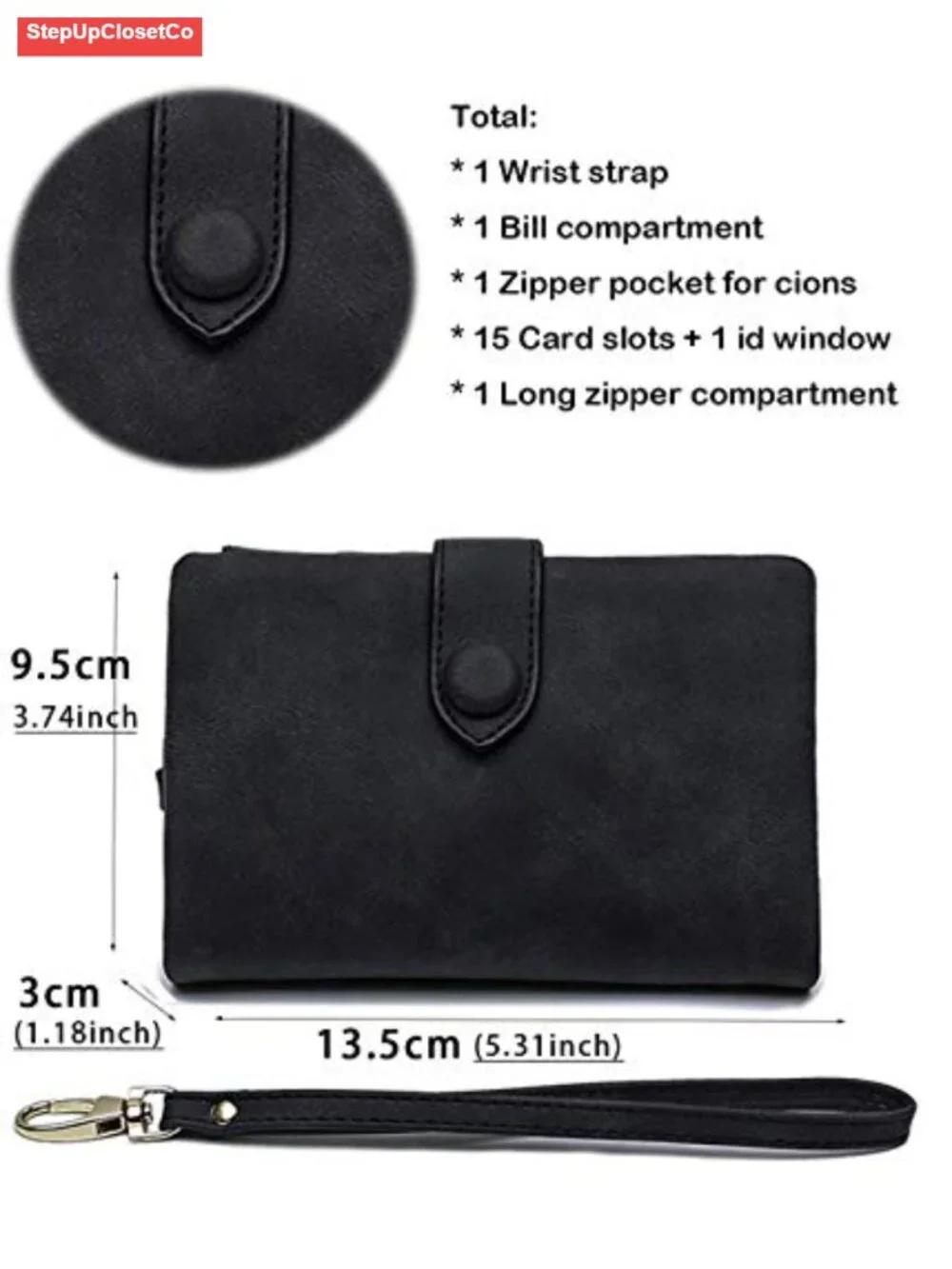 Small Bifold Leather Wallet RFID Blocking Wristlet Card Holder ID Window Coin